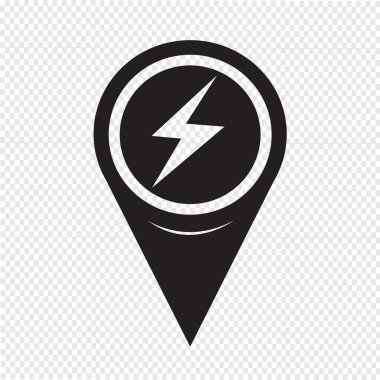 Map Pointer Lightning Icon