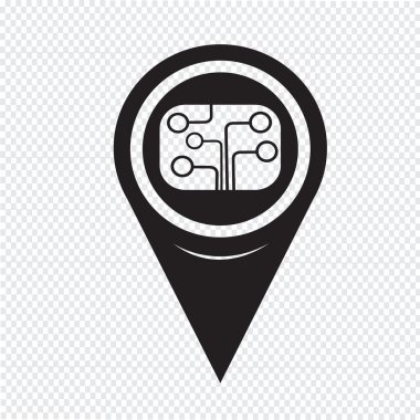 Map Pointer Circuit Board Icon