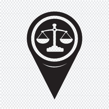 Map Pointer Scales Of Justice Icon