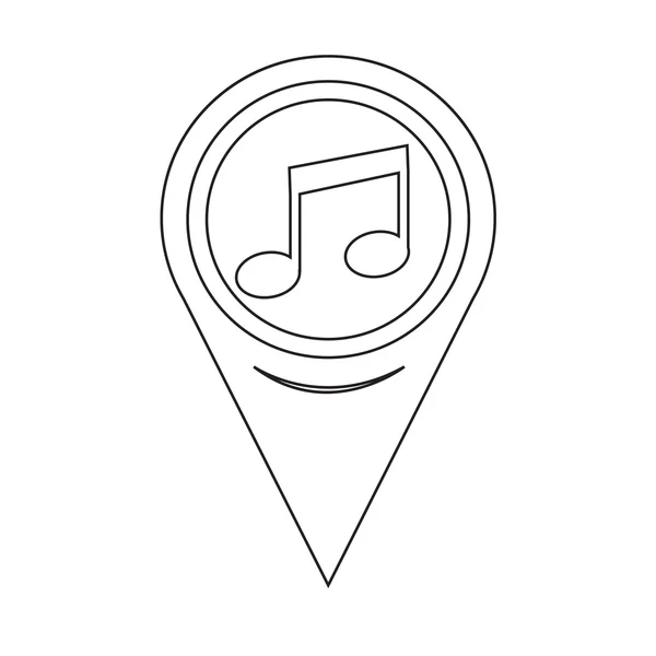 Map Pointer Music Note Icon — 스톡 벡터