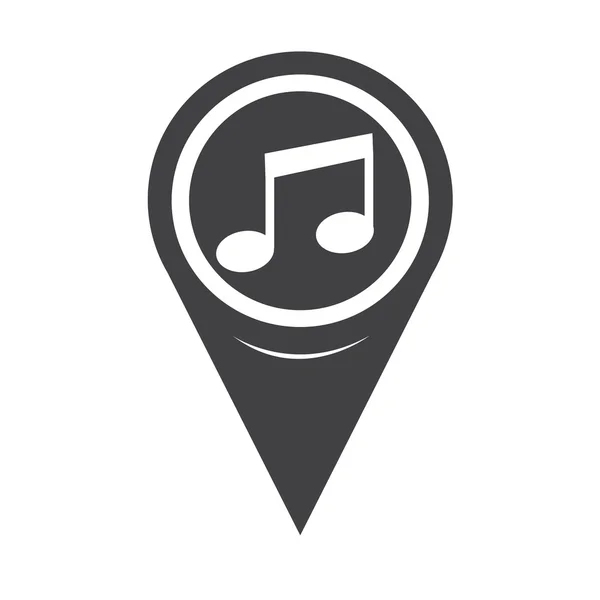 Map Pointer Music Note Icon — 스톡 벡터