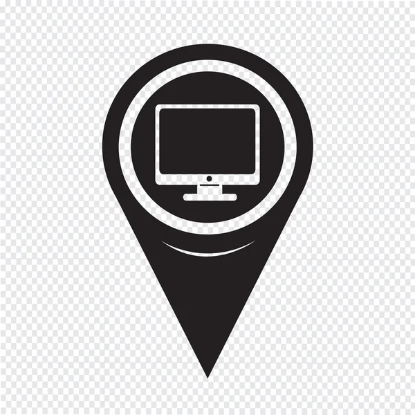 Map Pointer pc monitor icon — Stockový vektor