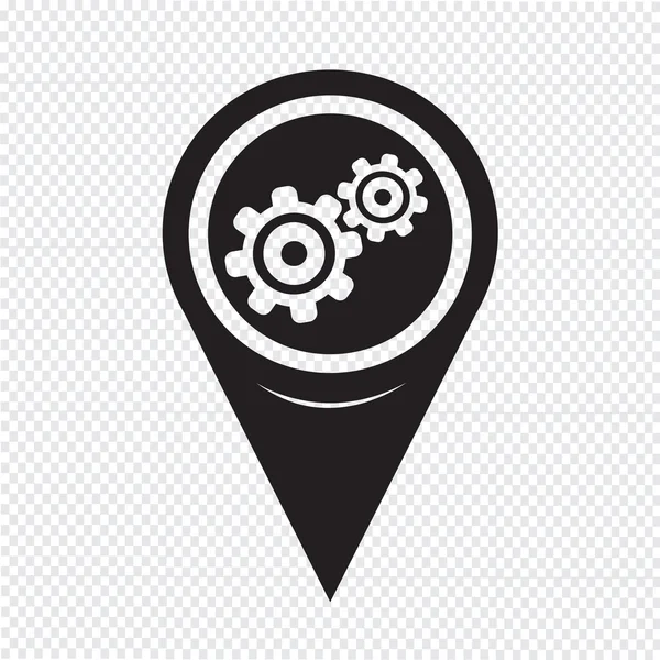 Map Pointer Gear icon — ストックベクタ