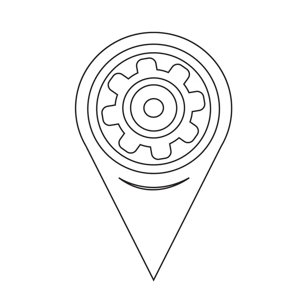 Mappa icona Ingranaggio puntatore — Vettoriale Stock