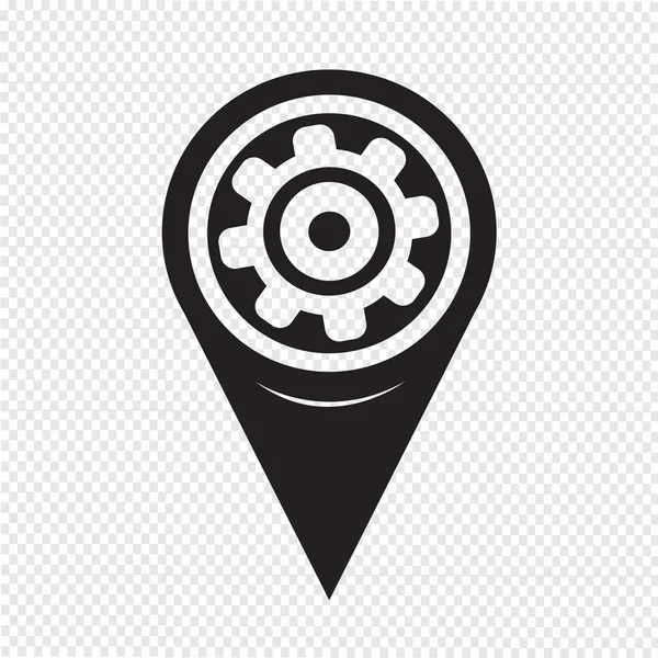 Map Pointer Gear icon — Stockvector