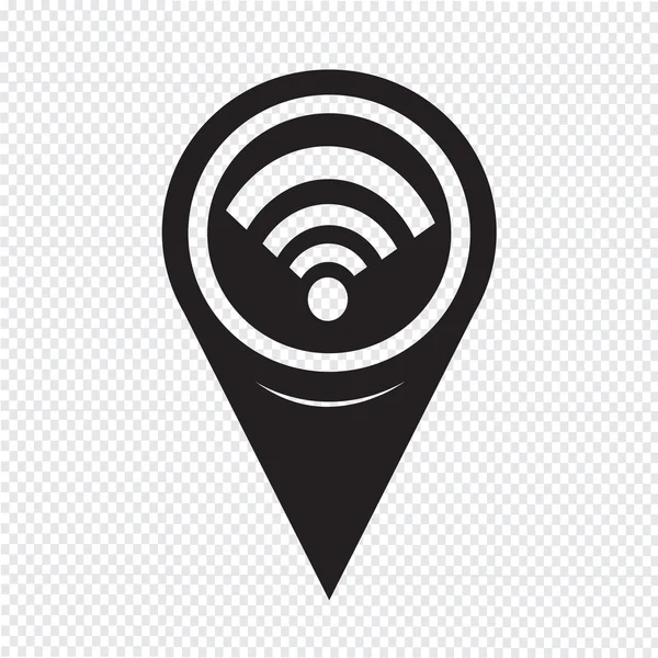 Map Pointer Wifi Icon — Stock vektor