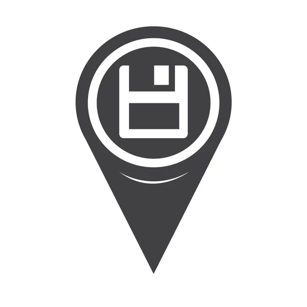 Map Pointer Floppy Disk Icon — Stockový vektor