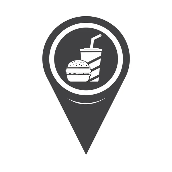 Mapa puntero comida rápida icono — Vector de stock