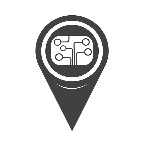 Map Pointer Circuit Board Icon — Stockový vektor