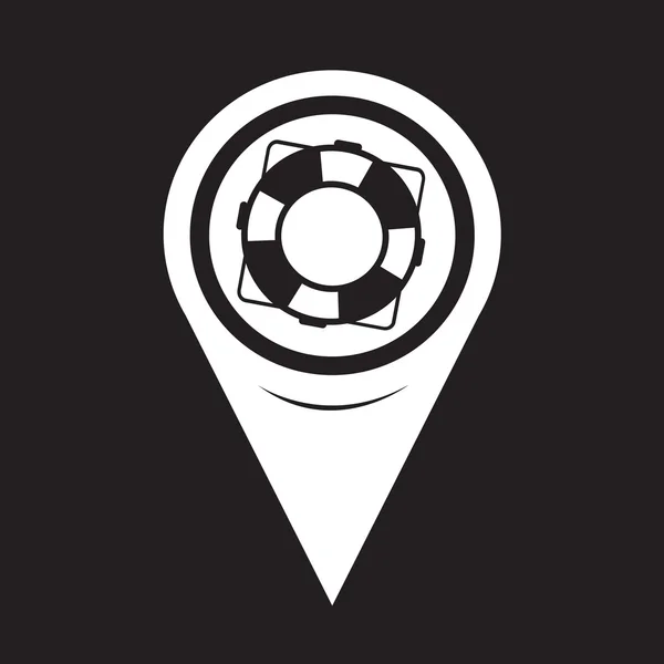 Map Pointer Lifebuoy Icon — Stockový vektor