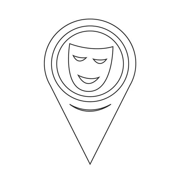 Икона театральных масок на карте — стоковый вектор