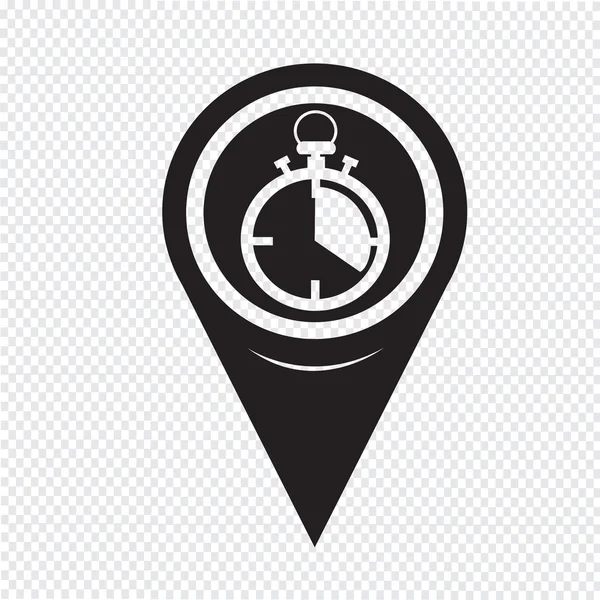 Map Pointer Stopwatch Icon — Wektor stockowy