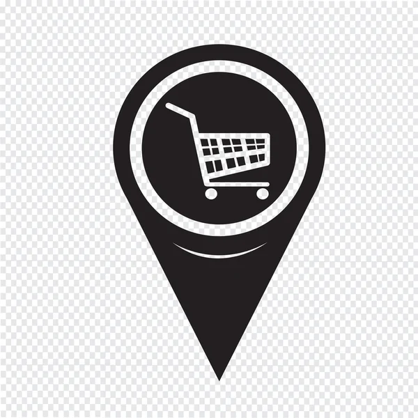 Map Pointer Shopping Cart Icon — Stockový vektor