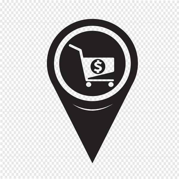 Map Pointer Shopping Cart Icon — Διανυσματικό Αρχείο