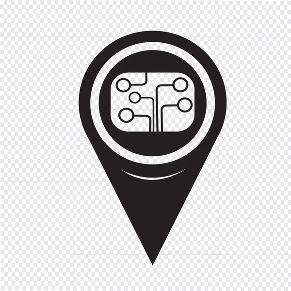 Map Pointer Circuit Board Icon — Wektor stockowy