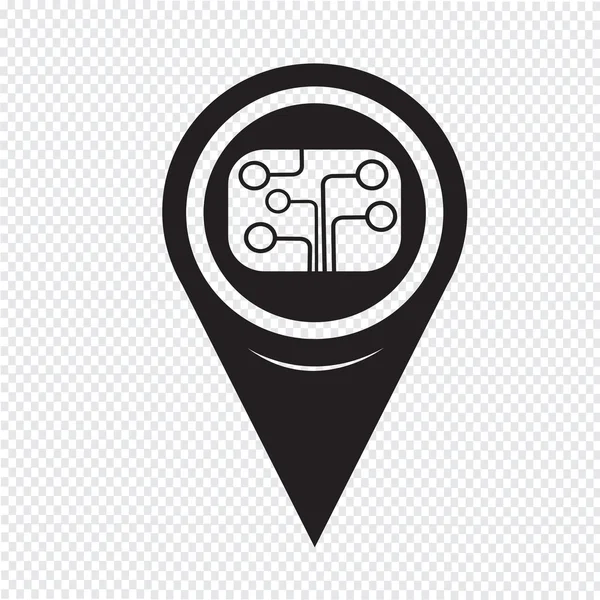 Map Pointer Circuit Board Icon — Stockový vektor