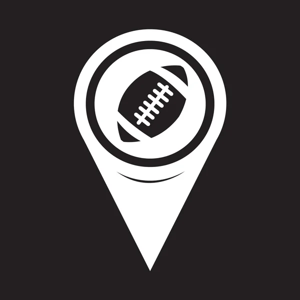 Harita işaretçi Amerikan futbolu simgesi — Stok Vektör