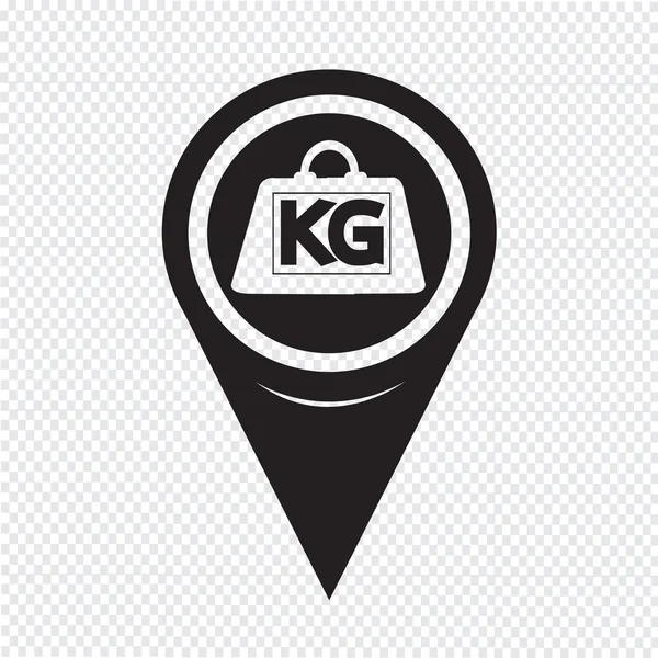 Map Pointer Weight Kilogram Icon — Stockový vektor