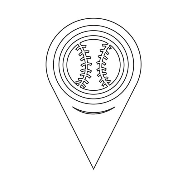 Икона бейсбола на карте — стоковый вектор