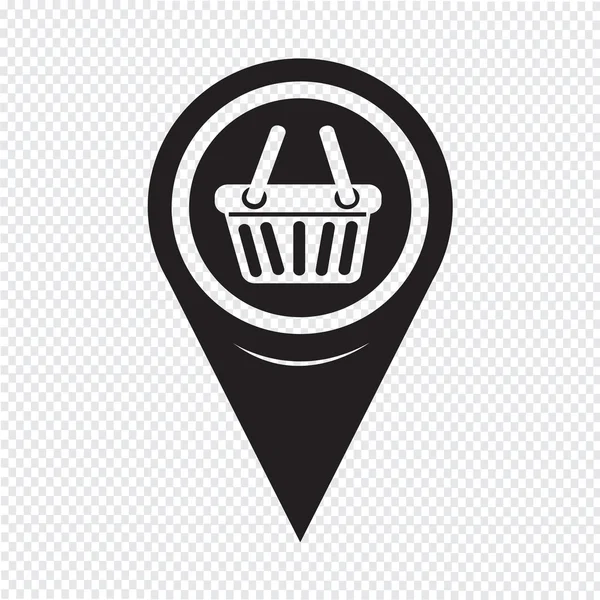 Map Pointer Shopping Basket Icon — Stok Vektör