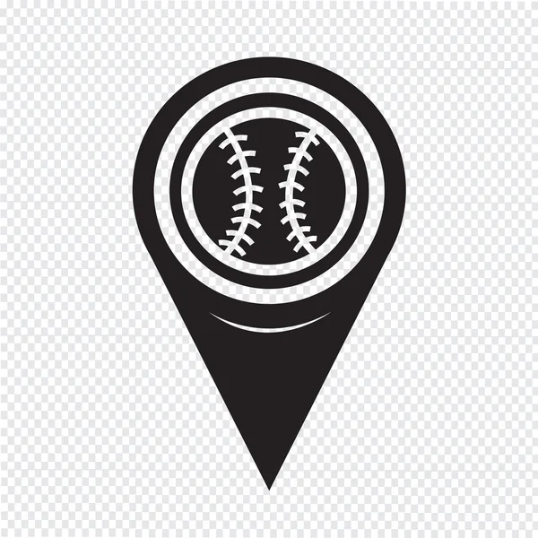 Икона бейсбола на карте — стоковый вектор