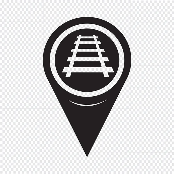 Map Pointer Railway Track Icon — Stock Vector
