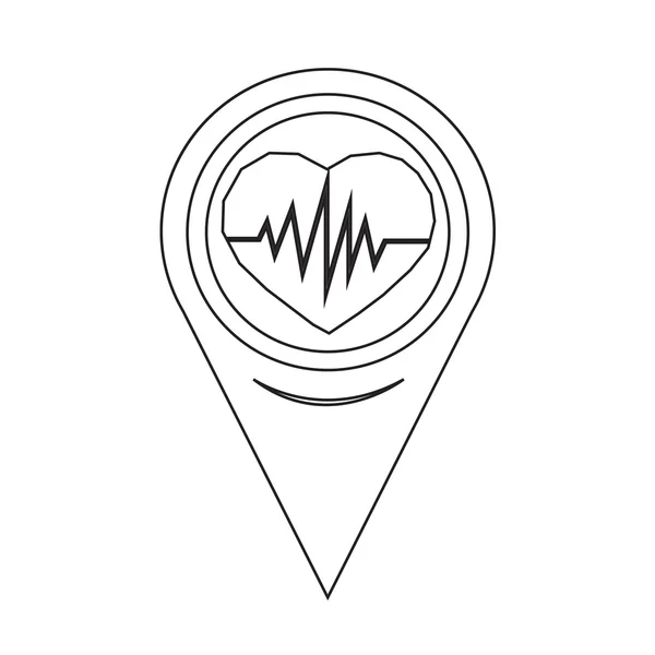 Mappa Indicatore Heartbeat Icona — Vettoriale Stock