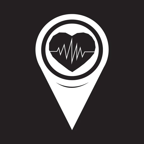 Map Pointer Heartbeat Icon — Διανυσματικό Αρχείο