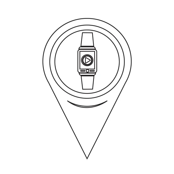 Karte Zeiger Smartwatch tragbares Symbol — Stockvektor