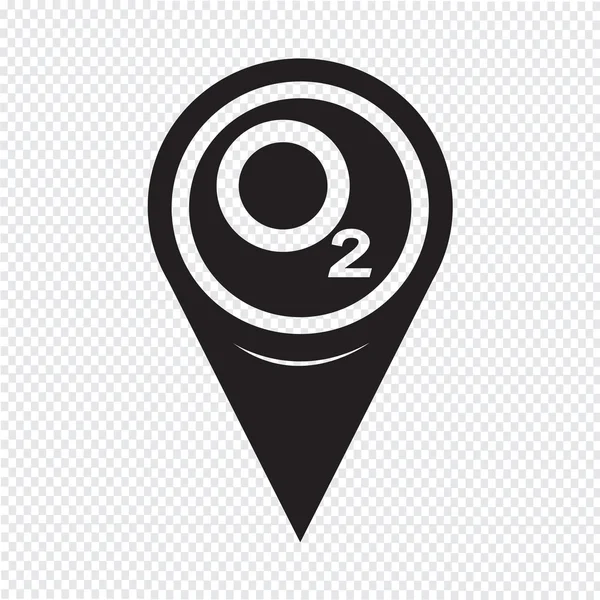 Map Pointer Oxygen O2 Icon — Stok Vektör