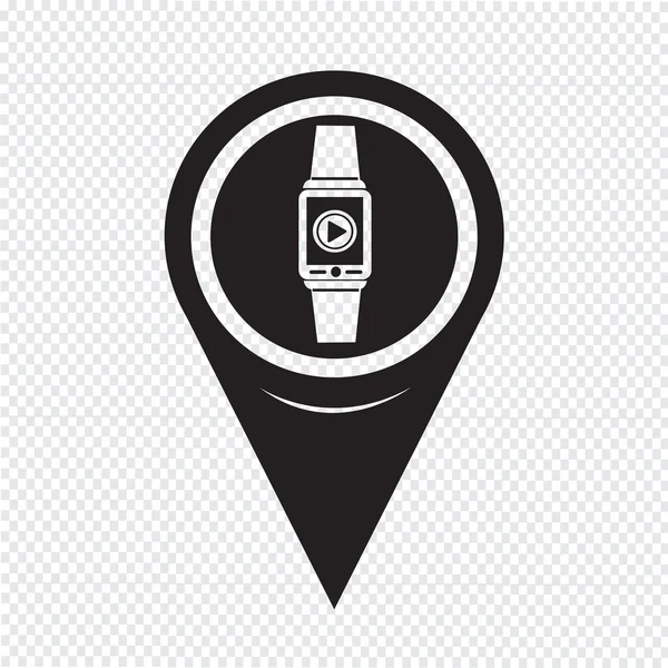 Map Pointer Smartwatch Wearable Icon — Stockový vektor