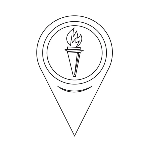 Map Pointer Torch Icon — Stock Vector