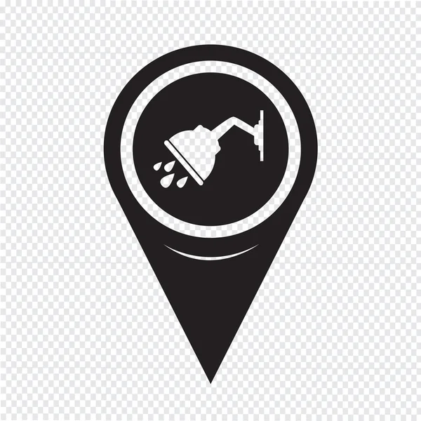 Map Pointer Shower Icon — Stockový vektor