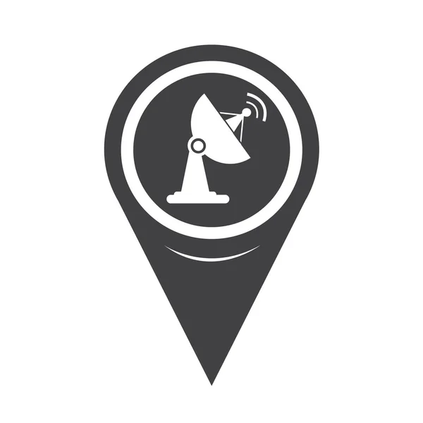 Map Pointer Satellite Dish Icon — ストックベクタ