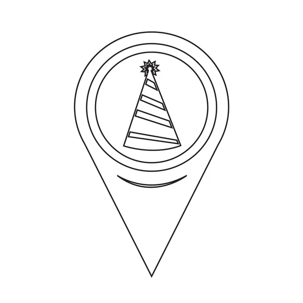 Mapa Pointer Party Hat Icon — Vetor de Stock