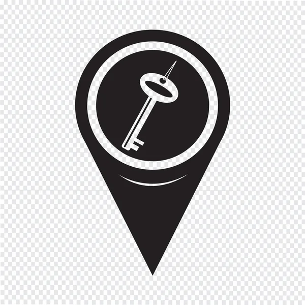 Icono de clave de puntero de mapa — Archivo Imágenes Vectoriales