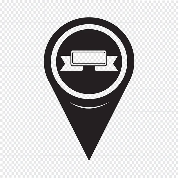 Map Pointer Ribbon Icon — ストックベクタ