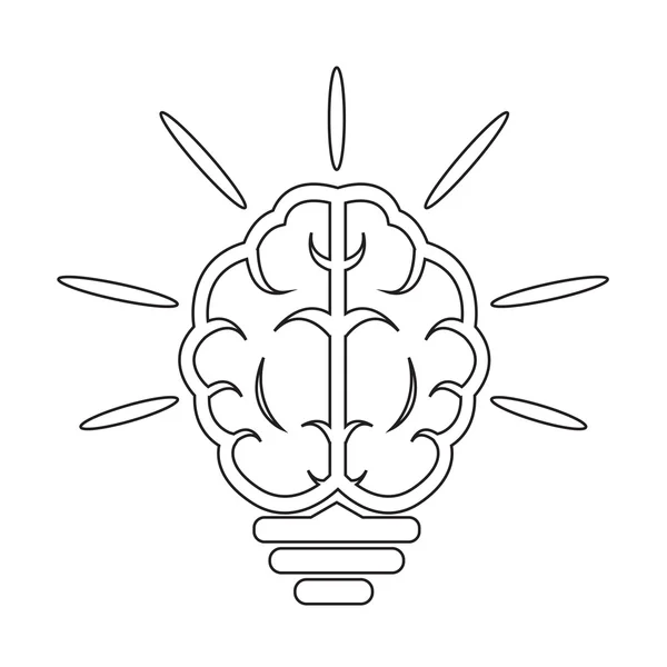 Icono de la bombilla cerebral — Vector de stock