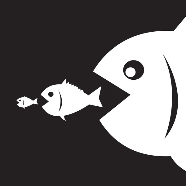 Les gros poissons mangent les petits poissons — Image vectorielle