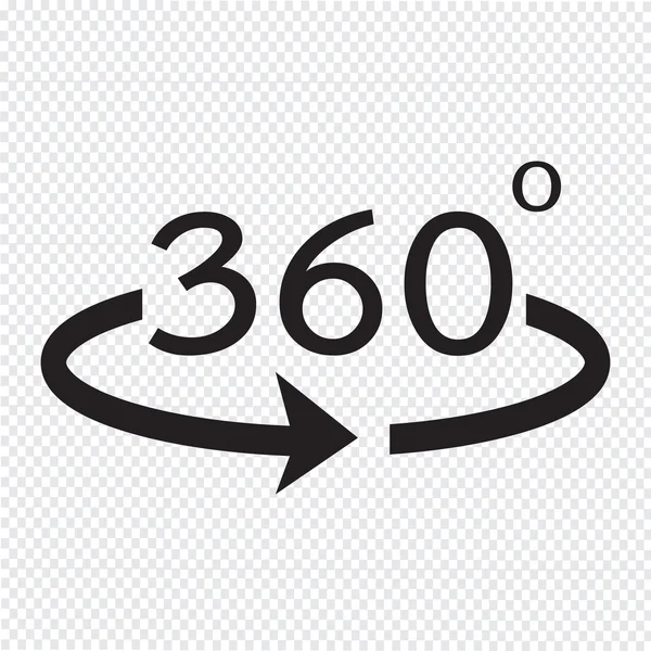 Ángulo 360 grados icono — Vector de stock