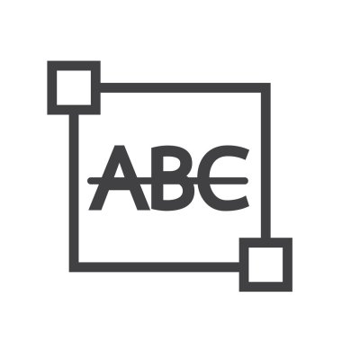 Üstü çizili metin düzenleme mektup simgesi