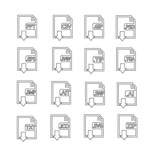 Fájlokat formátum Icon Set — Stock Vector