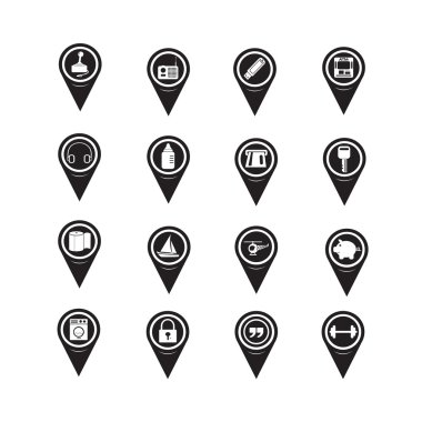 Web sitesi ve iletişim için harita işaretçisini simgeler kümesi