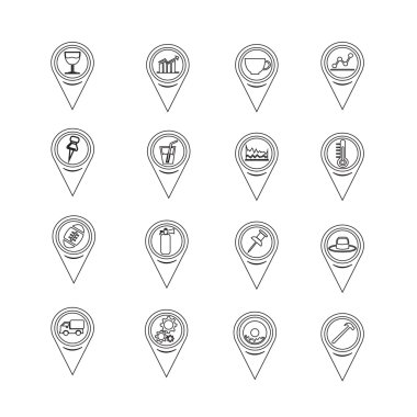 Web sitesi ve iletişim için harita işaretçisini simgeler kümesi