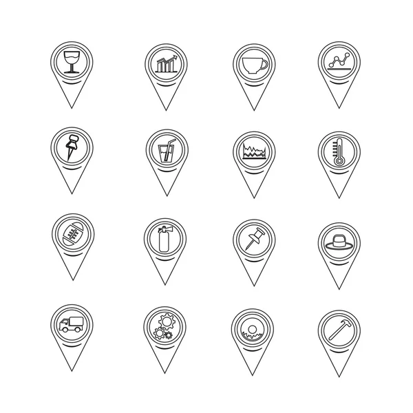 Web sitesi ve iletişim için harita işaretçisini simgeler kümesi