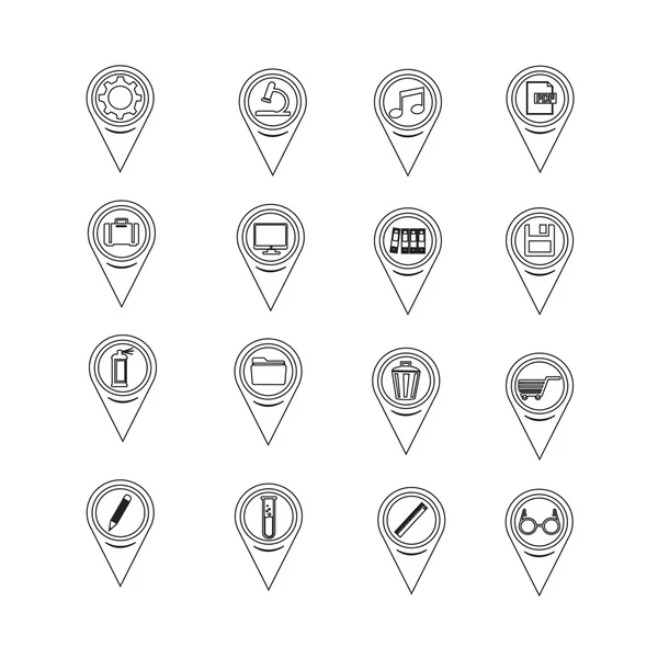 Web sitesi ve iletişim için harita işaretçisini simgeler kümesi