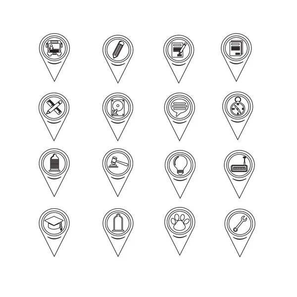 Web sitesi ve iletişim için harita işaretçisini simgeler kümesi