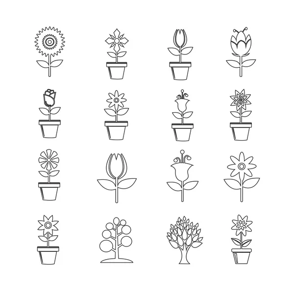 Набор цветочных икон для сайта — стоковый вектор
