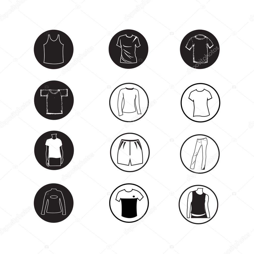 Set of Apparel shirt and T-shirt Icon Clothing icons Stock Vector by
