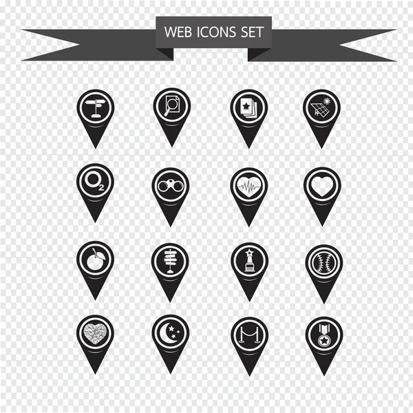 Conjunto de iconos de Map Pointer para el sitio web y la comunicación — Vector de stock